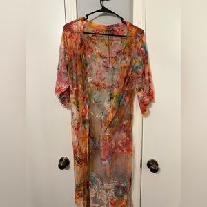 Tie dye maxi kimono